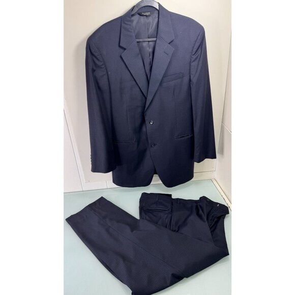Jos A Bank 2 Piece Suit 44L Blazer 36X30 Pants Navy Blue Pinstripe 2 Button - Picture 1 of 16